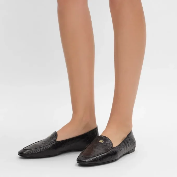 Aura Loafer i lammskinn med krokodilprägling
