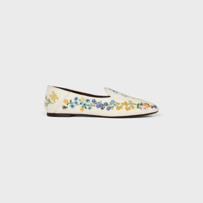Aura Loafer i sammet med blomsterbroderi