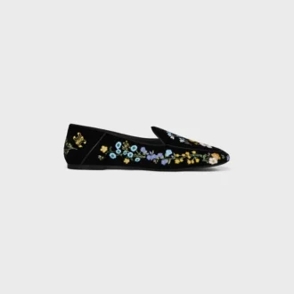 Aura Loafer i sammet med blomsterbroderi