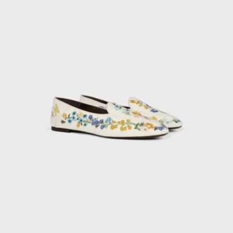 Aura Loafer i sammet med blomsterbroderi