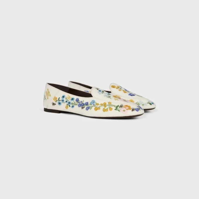 Aura Loafer i sammet med blomsterbroderi