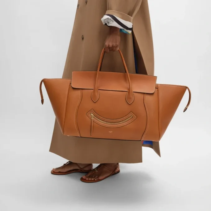 Big Smile-luggage i naturligt mjukt kalvskinn