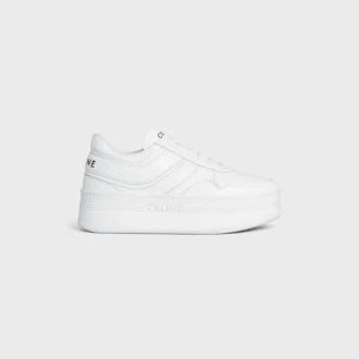 Blockiga sneakers med kilklack i kalvskinn