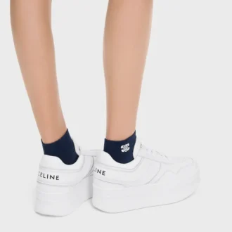 Blockiga sneakers med kilklack i kalvskinn