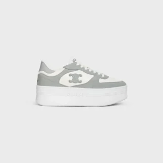 Blockklackad sneaker i kalvskinn och mocka