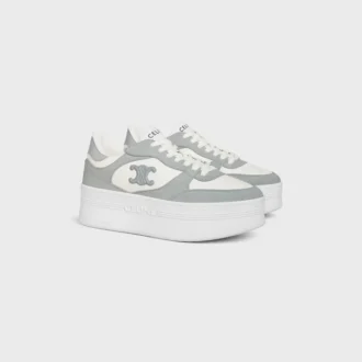 Blockklackad sneaker i kalvskinn och mocka