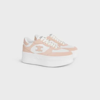 Blockklackad sneaker i kalvskinn och mocka
