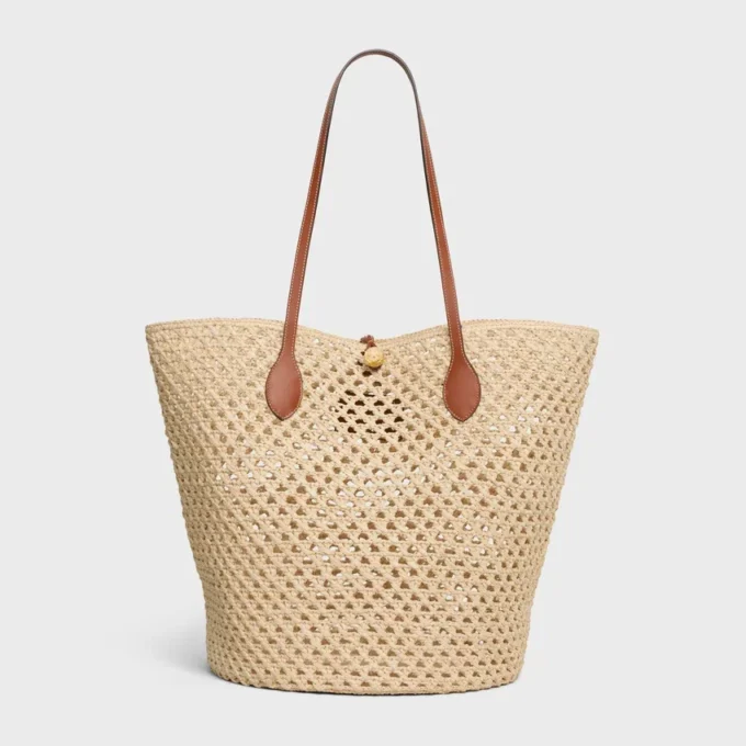 Bucket Triomphe Beads Basket i raffia och kalvskinn Bucket Triomphe Beads Basket i raffia och kalvskinn