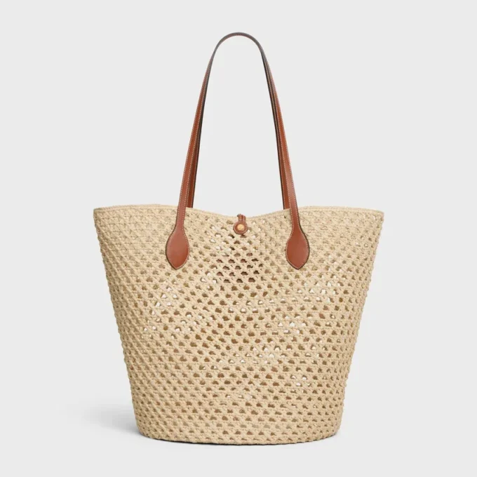 Bucket Triomphe Beads Basket i raffia och kalvskinn Bucket Triomphe Beads Basket i raffia och kalvskinn