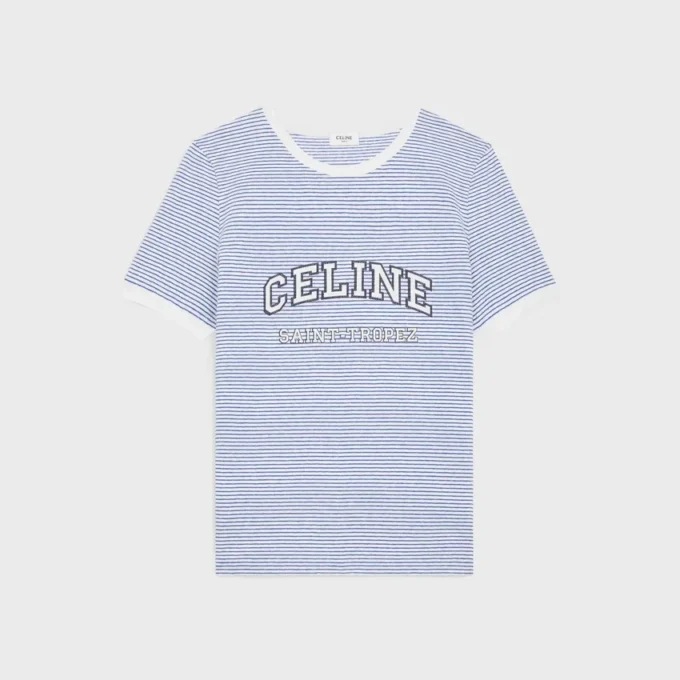 CELINE 70’S T-shirt i randig jersey