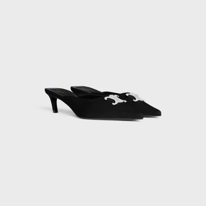 CELINE Alma Triomphe Mule i grosgrain-tyg