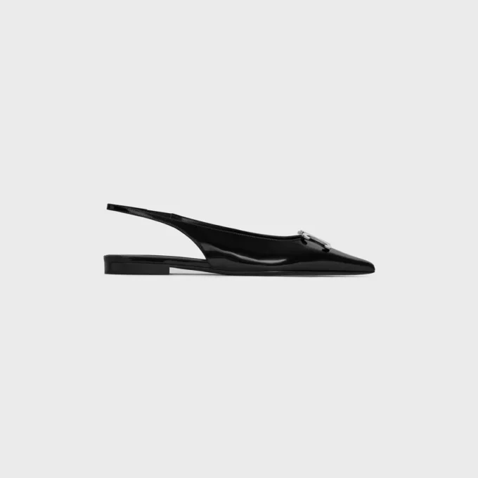 CELINE Alma Triomphe platta slingback-skor i glansigt kalvskinn