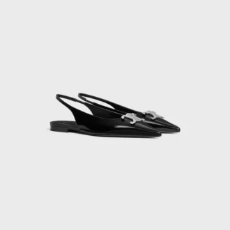 CELINE Alma Triomphe platta slingback-skor i glansigt kalvskinn