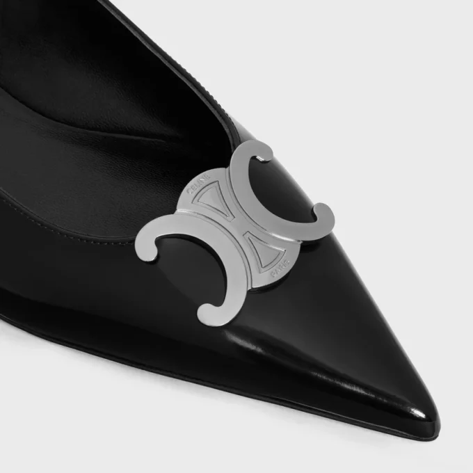 CELINE Alma Triomphe platta slingback-skor i glansigt kalvskinn