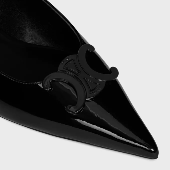 CELINE Alma Triomphe platta slingback-skor i lackat kalvskinn