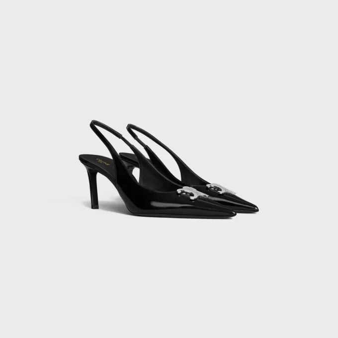 CELINE Alma Triomphe Slingback i glansigt kalvskinn CELINE Alma Triomphe Slingback i glansigt kalvskinn