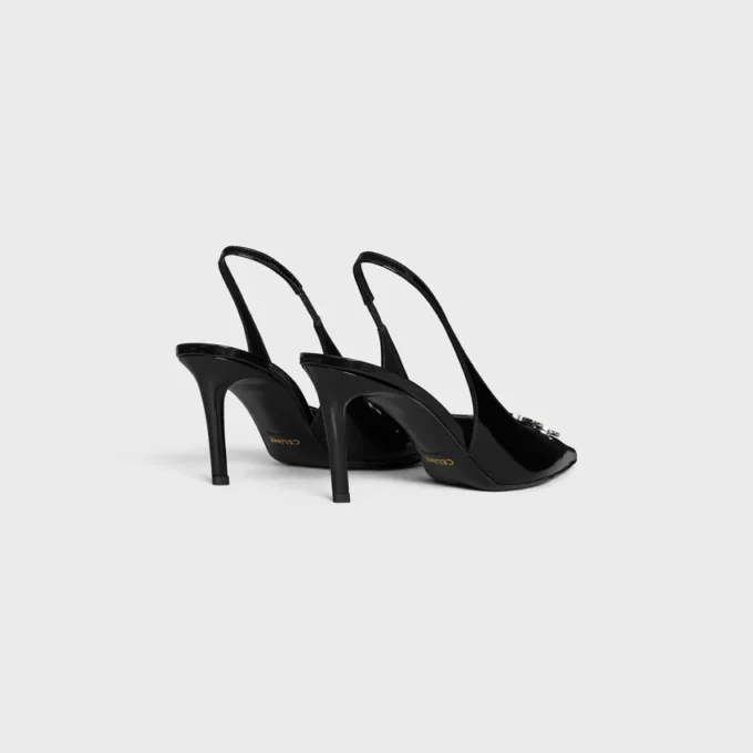 CELINE Alma Triomphe Slingback i glansigt kalvskinn CELINE Alma Triomphe Slingback i glansigt kalvskinn