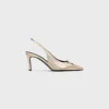 CELINE Alma Triomphe Slingback i laminerat kalvskinn CELINE Alma Triomphe Slingback i laminerat kalvskinn