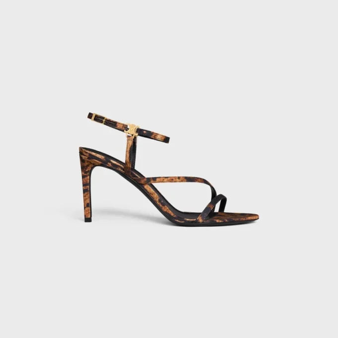 CELINE Ava-sandal i grosgrain-tyg med leopardmönster