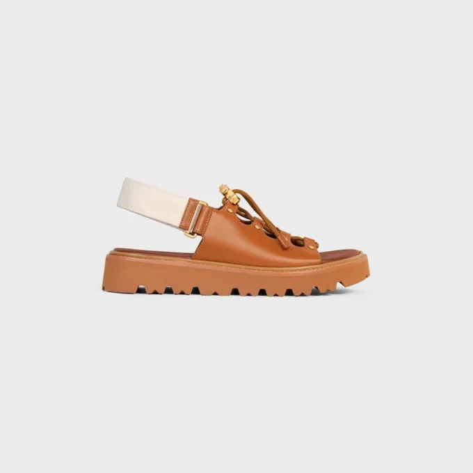 CELINE Billie Chunky Sandal i kalvskinn och textil