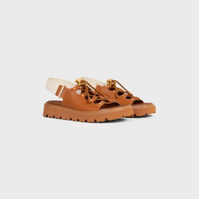 CELINE Billie Chunky Sandal i kalvskinn och textil