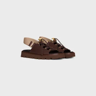 CELINE Billie Chunky Sandale i kalvskinn och textil