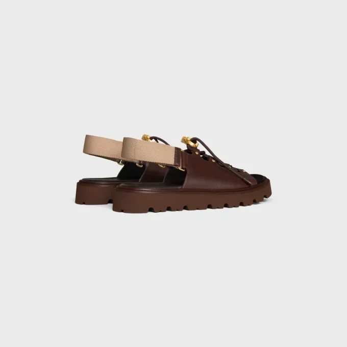 CELINE Billie Chunky Sandale i kalvskinn och textil CELINE Billie Chunky Sandale i kalvskinn och textil