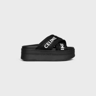 Celine Block Slide i mesh, nylon och textil med Celine-jacquard