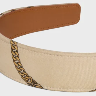 CELINE Chains hårband i siden och kalvskinn