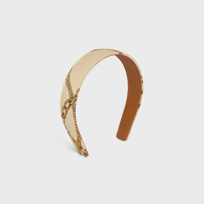 CELINE Chains hårband i siden och kalvskinn