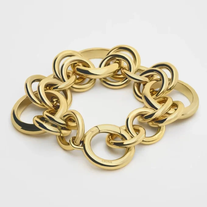CELINE Charms Heritage Chunky-armband i mässing med guldfinish