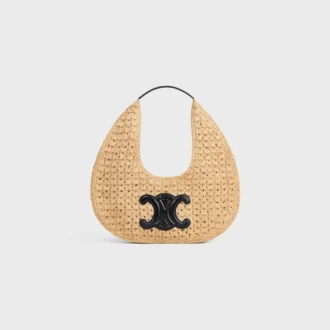 Celine Classic Panier Hobo-väska i raffia och kalvskinn