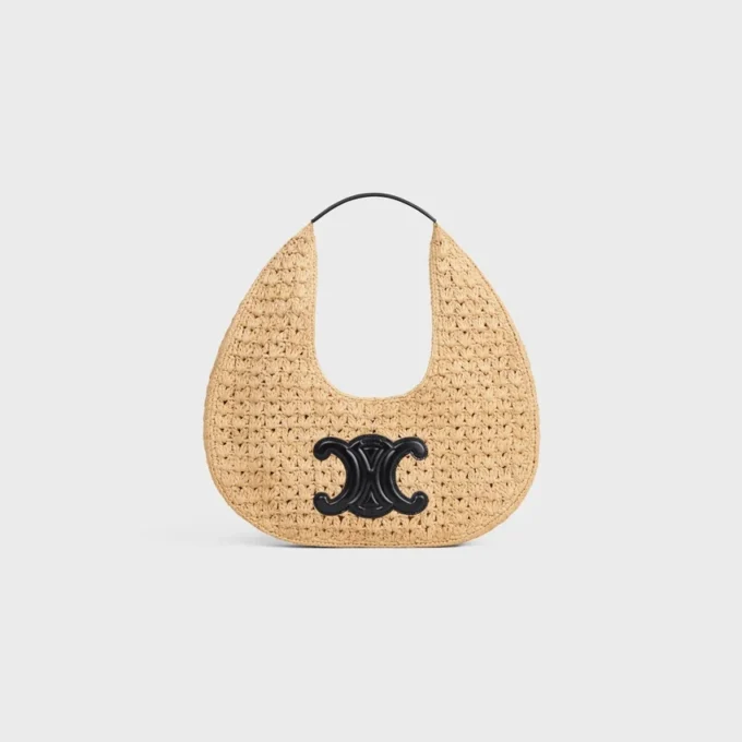Celine Classic Panier Hobo-väska i raffia och kalvskinn
