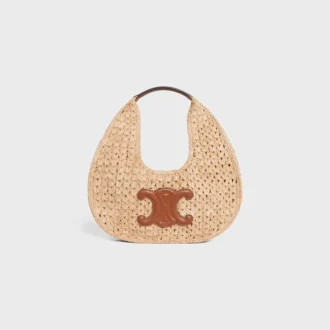 Celine Classic Panier Hobo-väska i raffia och kalvskinn