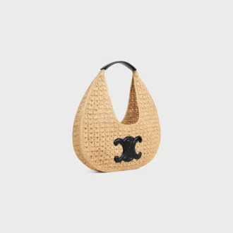 Celine Classic Panier Hobo-väska i raffia och kalvskinn