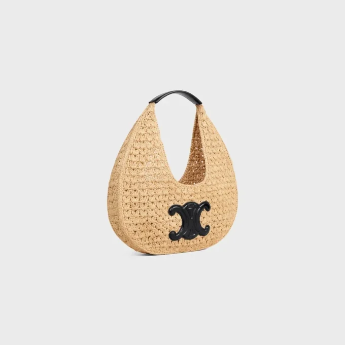 Celine Classic Panier Hobo-väska i raffia och kalvskinn