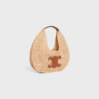 Celine Classic Panier Hobo-väska i raffia och kalvskinn