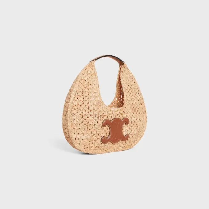 Celine Classic Panier Hobo-väska i raffia och kalvskinn Celine Classic Panier Hobo-väska i raffia och kalvskinn