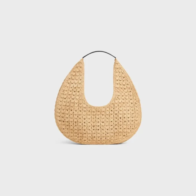 Celine Classic Panier Hobo-väska i raffia och kalvskinn