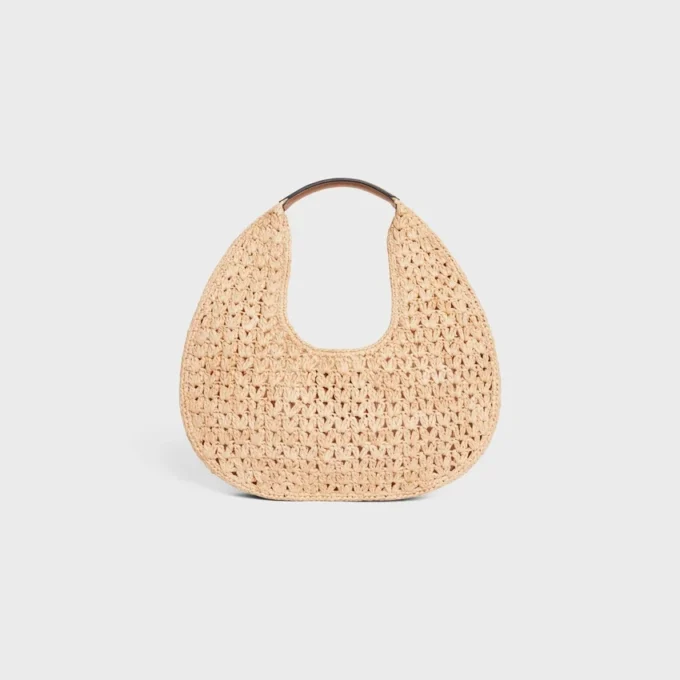 Celine Classic Panier Hobo-väska i raffia och kalvskinn Celine Classic Panier Hobo-väska i raffia och kalvskinn