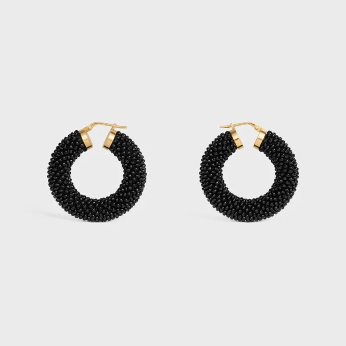 CELINE Dafila Bold Hoops i glaspärlor och mässing med guldfinish