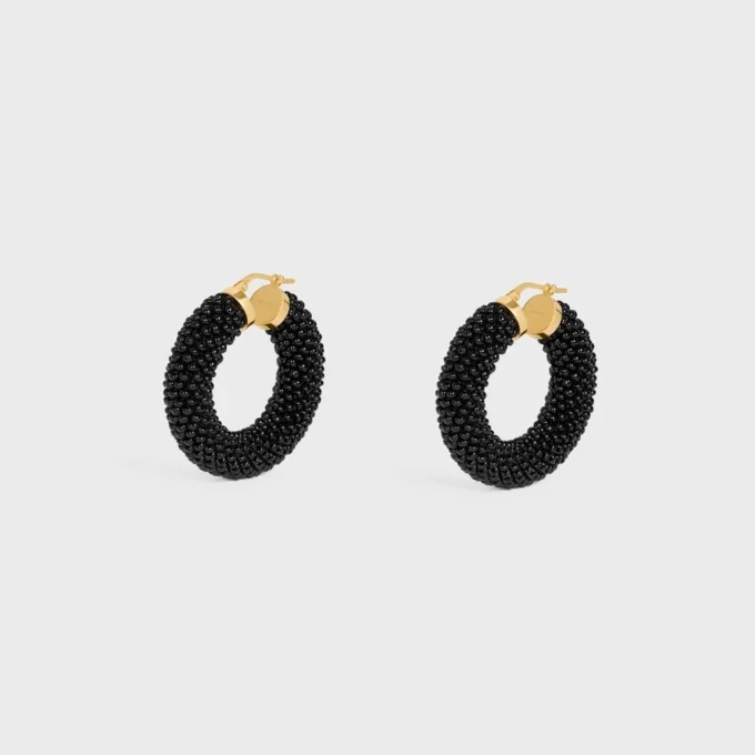 CELINE Dafila Bold Hoops i glaspärlor och mässing med guldfinish