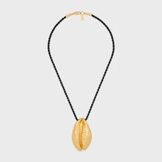 CELINE Dafila Shell-halsband i mässing med guldfinish och siden
