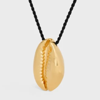 CELINE Dafila Shell-halsband i mässing med guldfinish och siden