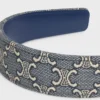 CELINE Jacquard Triomphe-hårband i bomull, polyamid, polyester och kalvskinn