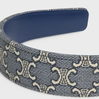 CELINE Jacquard Triomphe-hårband i bomull, polyamid, polyester och kalvskinn