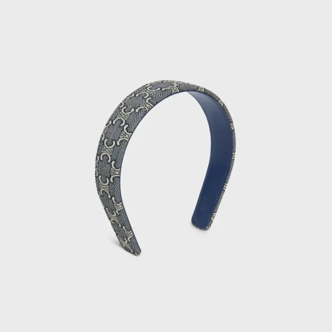 CELINE Jacquard Triomphe-hårband i bomull, polyamid, polyester och kalvskinn