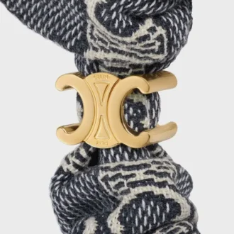 CELINE Jacquard Triomphe-hårsnodd i bomull, polyester, polyamid och mässing med guldfinish