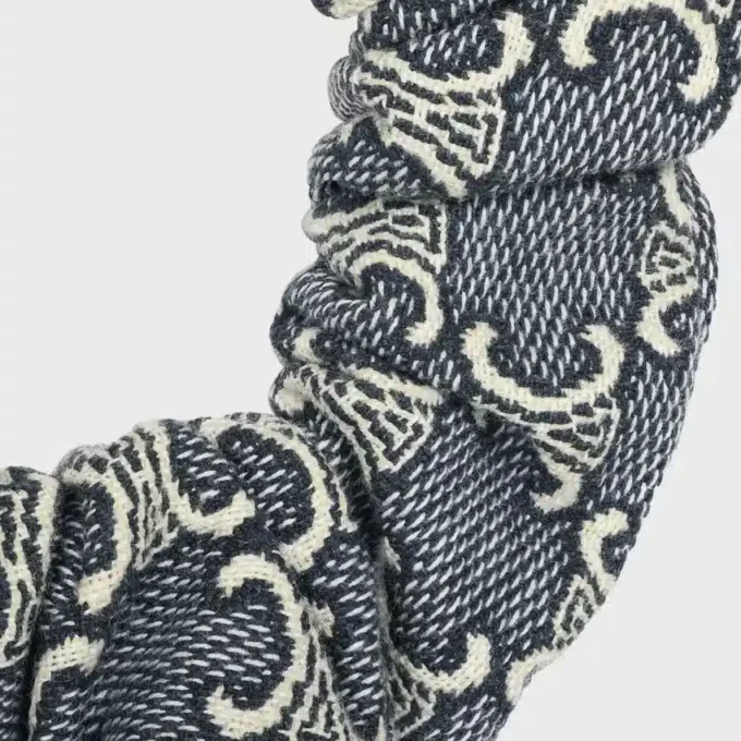 CELINE Jacquard Triomphe-hårsnodd i bomull, polyester, polyamid och mässing med guldfinish CELINE Jacquard Triomphe-hårsnodd i bomull, polyester, polyamid och mässing med guldfinish