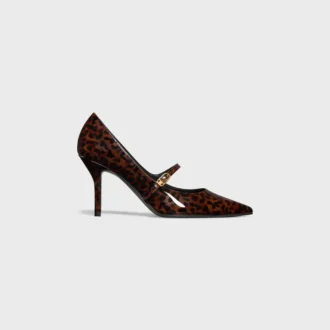 CELINE Judy Strappy Pump i leopardmönstrat lackat kalvskinn